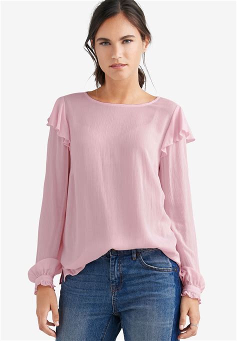 Ruffled Shoulder Blouse by ellos® | Jessica London