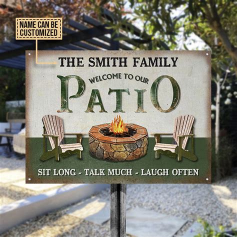 Personalized Patio Grilling Sit Long Custom Classic Metal Signs