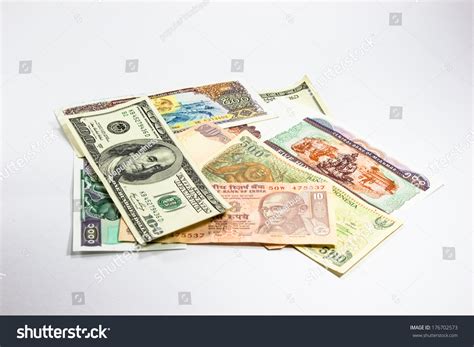 Collection Various Currencies Countries Globe Stock Photo 176702573