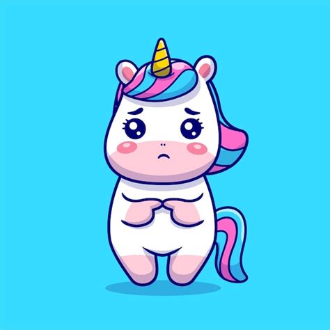 Free Vector Cute Unicorn Sad Cartoon Icon Illustration
