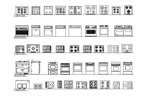 Oven microwave isolated icon vector illustration design. Miscellaneous oven and gas kitchen equipment blocks cad ...