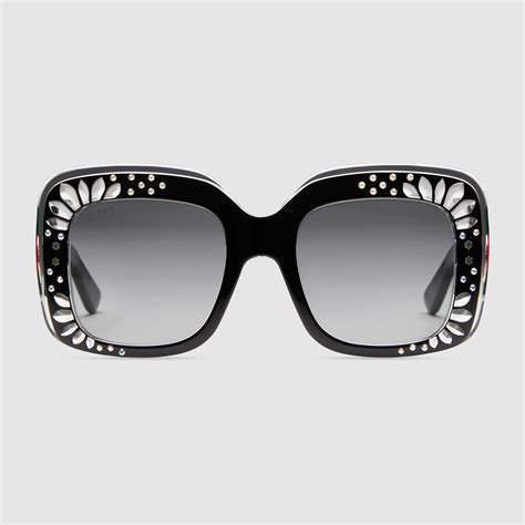 Gucci Oversize Square Frame Rhinestone Sunglasses Lyst