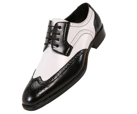 Bolano Mens Faux Leather Elwyn Two Tone Oxford Wingtip Lace Up Dress