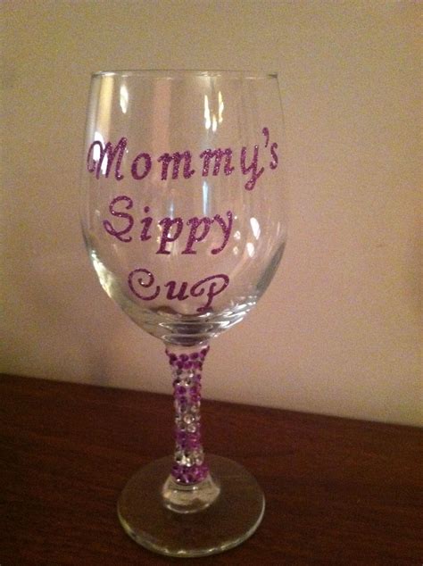 Mummys Sippy Cup Glitter Glasses Decorated Wine Glasses Custom Wine