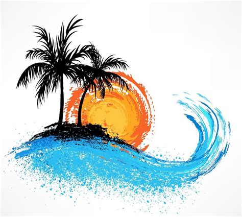 Pin By Terri Hart On Rhapsody Surf Art Palm Tree Drawing Sunset Tattoos