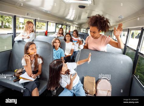 School Bus Inside With Students