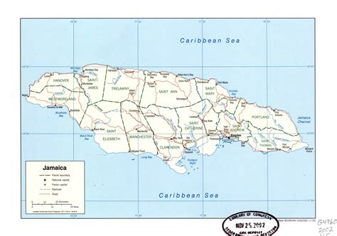 Large Detailed Political And Administrative Map Of Jamaica With Roads