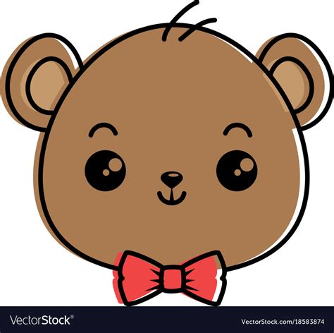 Cute Bear Teddy Head Kawaii Character Royalty Free Vector