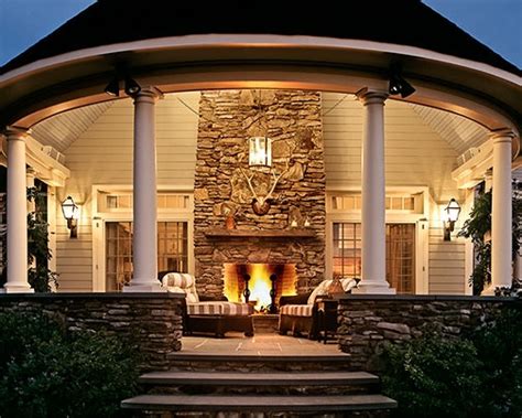 Outdoor Fireplace On Porch
