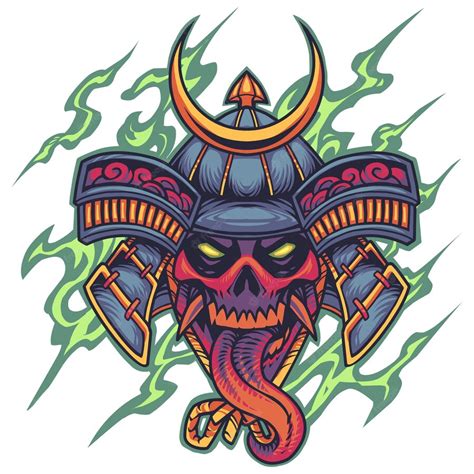Premium Vector Samurai Skull Head Mascot Logo