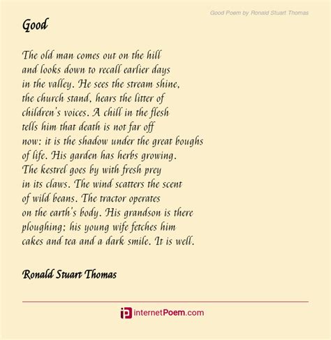 Good Poem By Ronald Stuart Thomas