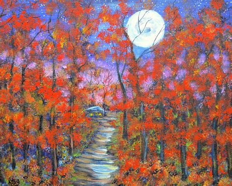 Into The Woods Full Moon Painting By Kathy Symonds Fine Art America