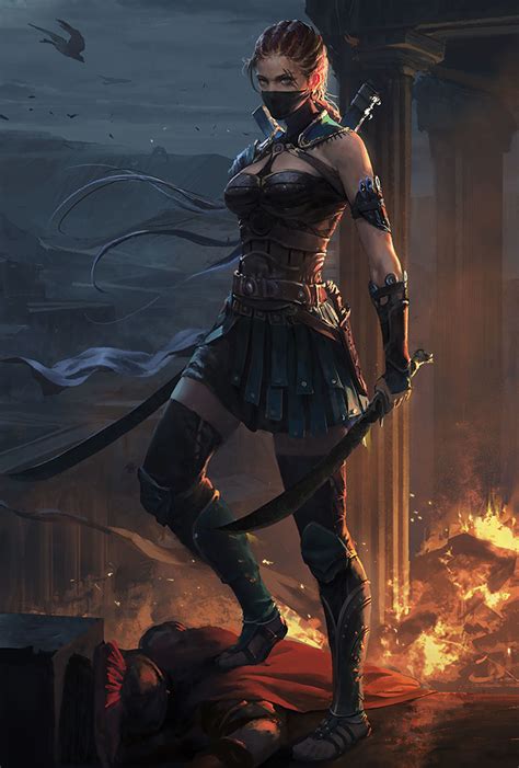 Pathfinder Kingmaker Portraits Fantasy Female Warrior