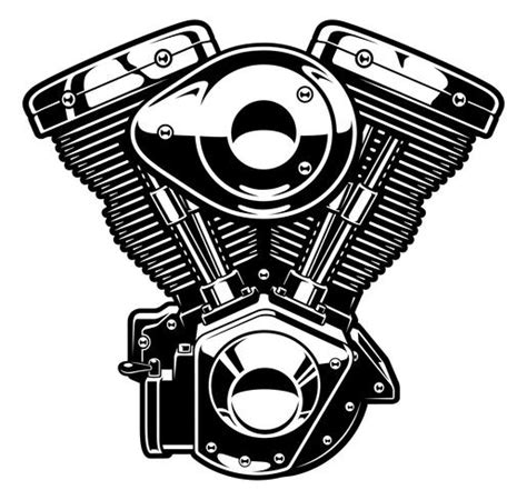 Monochrome Engine Of Motorcycle 539424 Vector Art At Vecteezy