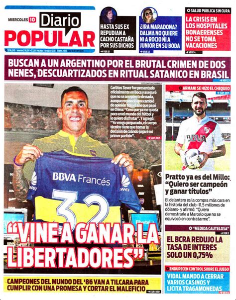 newspaper diario popular argentina newspapers in argentina wednesday s edition january 10