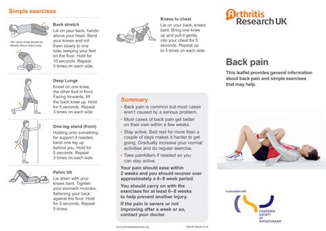 Back Pain Exercise Sheet Aruk Sussex Msk Partnership