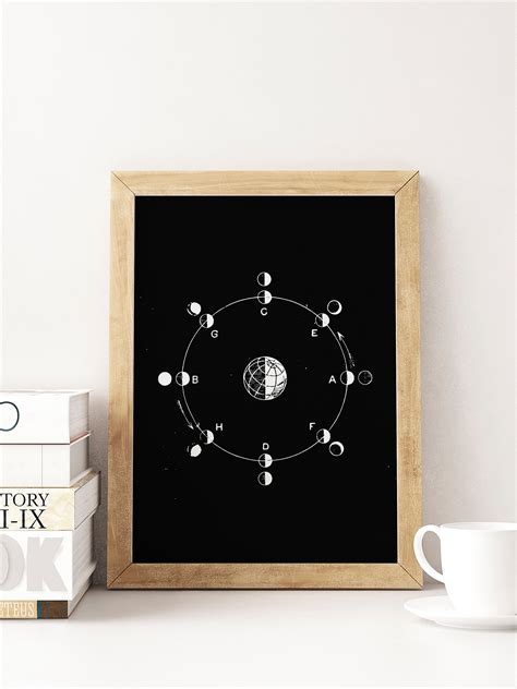 Lunar Cycle Vintage Moon Phases Illustration Celestial Art Etsy