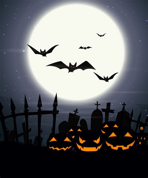 Halloween Background With Full Moon And Scary Pumpkins 619022 Vector