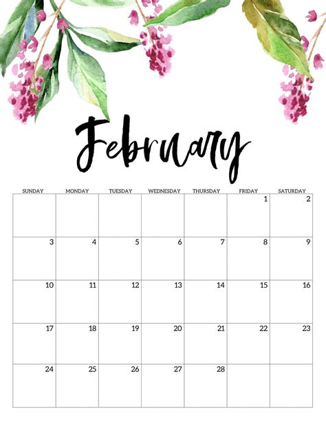 Cute February 2019 Printable Calendar #February #February2019 #February2019Calendar #February 