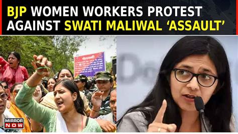 Delhi BJP Mahila Protest For Swati Maliwal Delhi CM S Role Under Lens