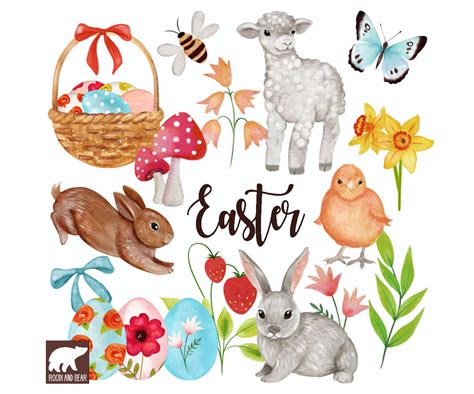 Watercolor Easter Clipart Watercolour Easter Clip Art Easter Etsy