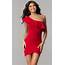 Red Bodycon Short One Shoulder Party Dress  PromGirl