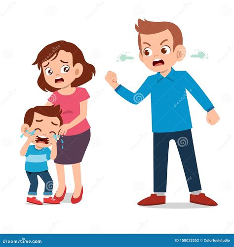 Kids Cry With Parent Fighting Ague Stock Vector Illustration Of Child