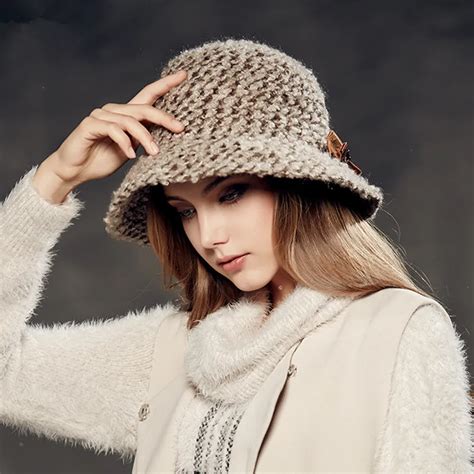 Kenmont Winter Autumn Women Lady Girl Wool Acrylic Fashion Solid Color Wide Brime Hat Bucket Cap