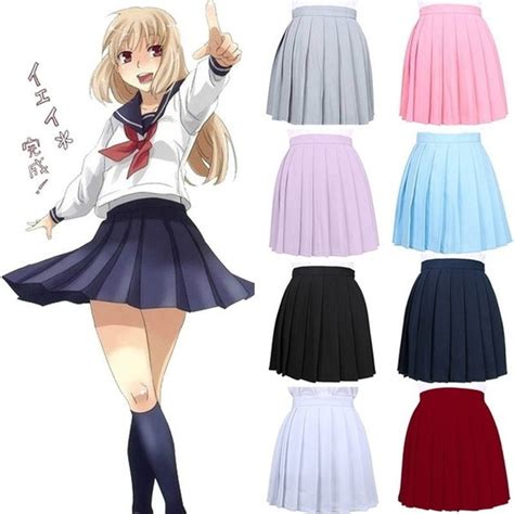 High Waist Pleated Skirt Anime Cosplay School Uniform Student Girl