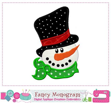 Snowman Applique Snowman Design Christmas Applique Etsy Christmas