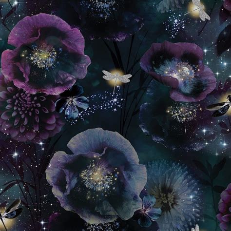 Add some artistic flare to your a splash of sparkle, a glow of shimmer and a reflective shine, all glistening with glitter. Nocturnal Glitter Sparkle Flower Wallpaper Purple Teal ...