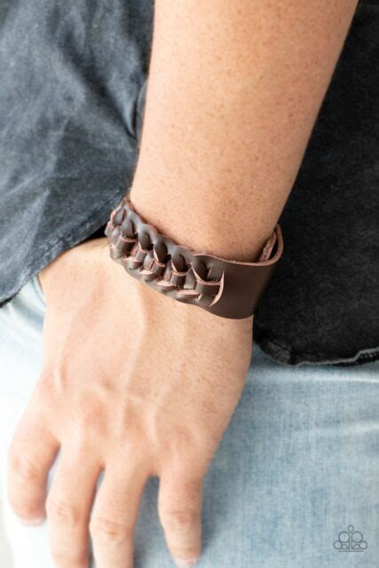 Paparazzi Mens Bracelet Rustle Up Brown Leather New Ebay