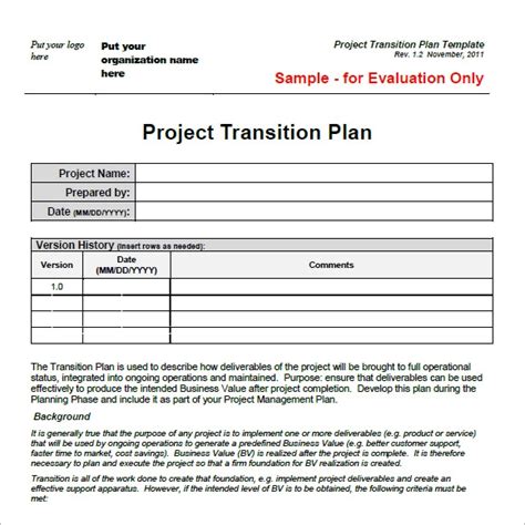 Free 7 Transition Plan Templates In Pdf Ms Word