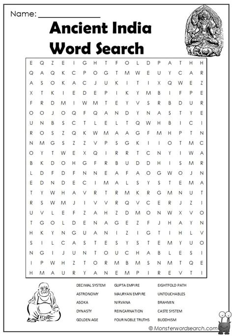 Ancient India Word Search Monster Word Search