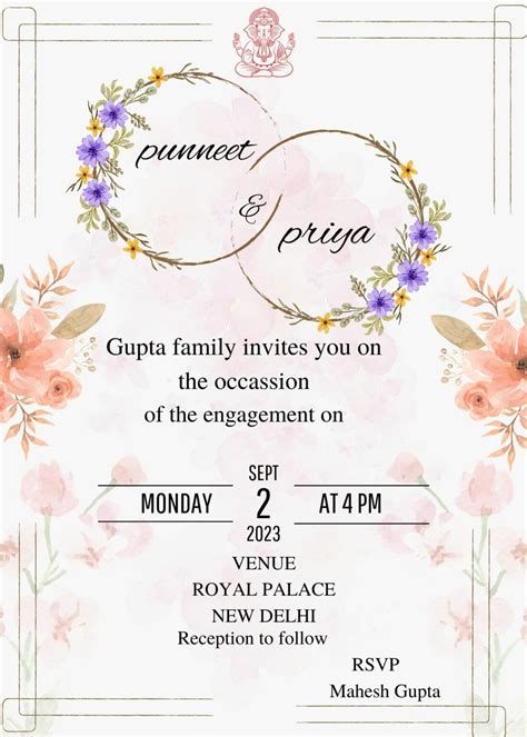 Ring Ceremony Invitation Card Engagement Invitation Maker [new Designs]