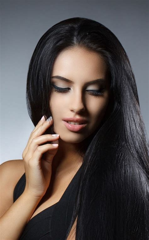 Close Eyes Woman Model Black Hair 950x1534 Wallpaper Black Hair Models Black Hair Women Model
