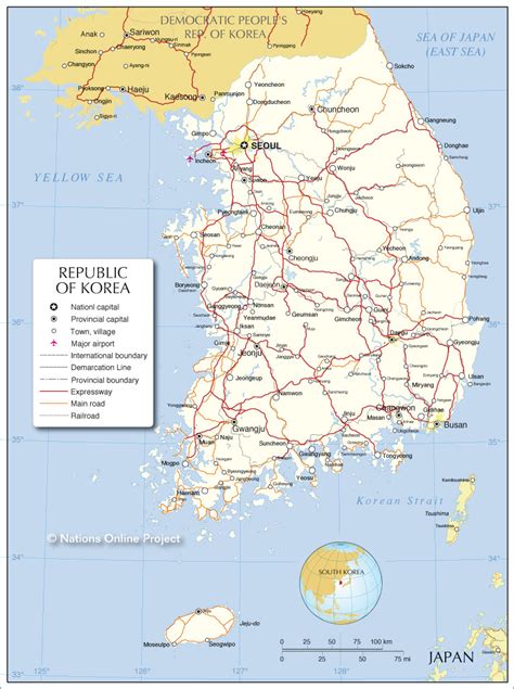 Political Map Of The Republic Of Korea South Korea Nations Online Project