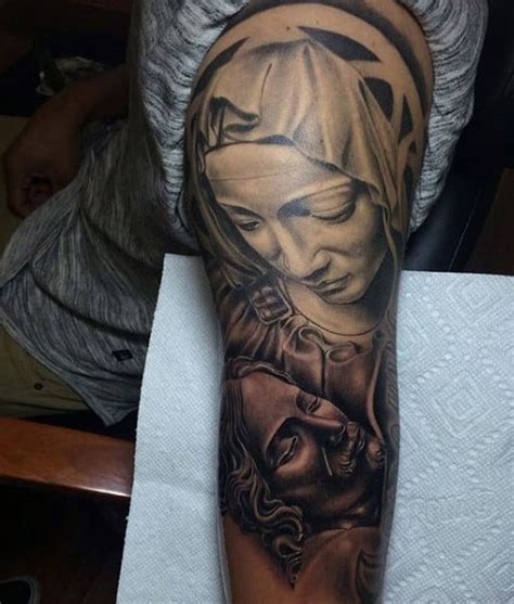 Black and white sleeves are also an impressive feat to portray on your skin. 75 Religious Sleeve Tattoos For Men - Divine Spirit Designs