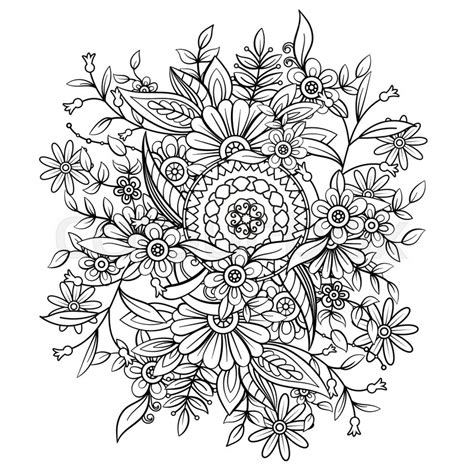 The shades of the grayscale coloring pages go from white to black. Floral pattern in black and white. Adult coloring book ...