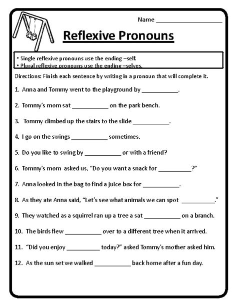 Reflexive Pronouns Worksheets Pronouns Ending In Self And Selves