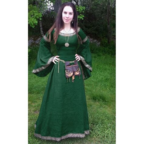 Women Costume Round Neck Flared Sleeves Tunic Medieval