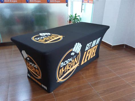 The design is thought out to ensure a perfect fit. Stretch Table Covers With Logo | Table Covers Depot
