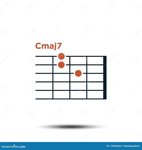 Cmaj7 Basic Guitar Chord Chart Icon Vector Template Stock Vector