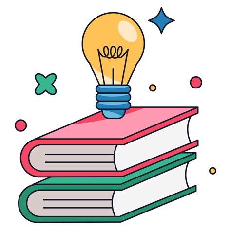 Book And Lamp Educational Sticker Color 2d Illustration 27125086 Png