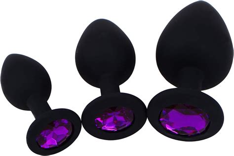 Eastern Delights® Elite 3pcs Silicone Jeweled Anal Butt Plugs Anal Trainer Toys Black Amazon