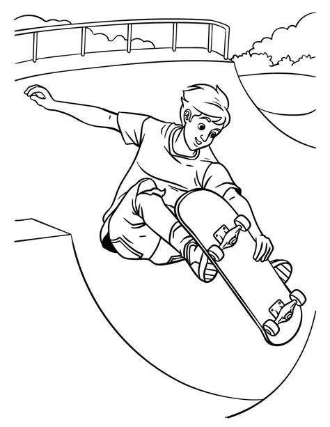 Halaman Mewarnai Skateboard Gratis Untuk Anak Anak Gbcoloring