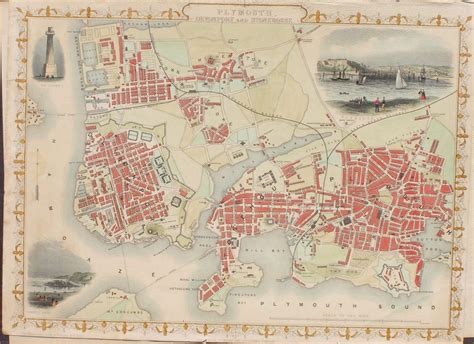 Antique Map Of Plymouth Plymouth