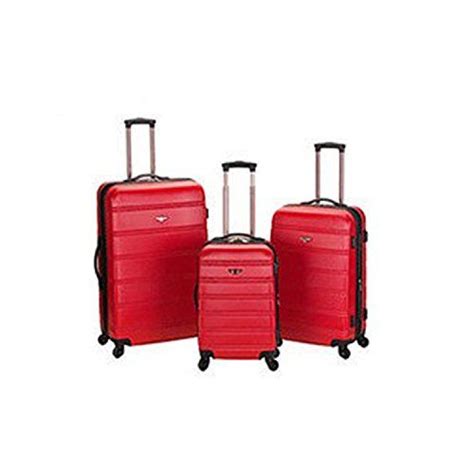 3 Piece Red Lightweight Hardside Spinner Luggage Set Abs Material
