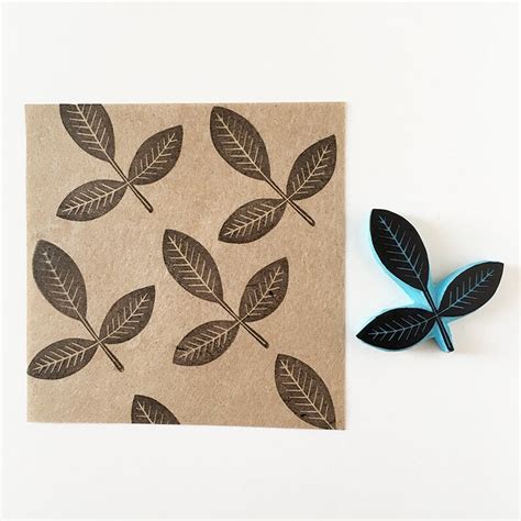 Tree Leaves Rubber Stamp Nature Stamping Rustic Decor Hand Etsy