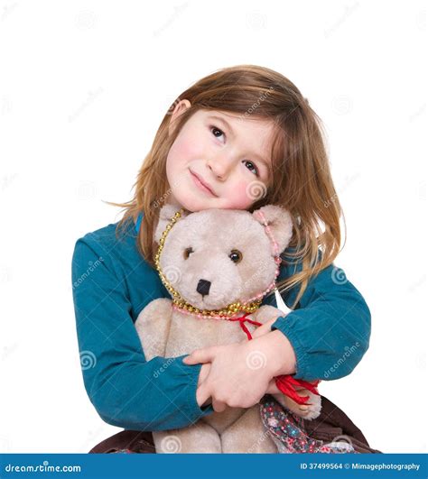 Cute Girl Hugging Teddy Bear Stock Images Image 37499564